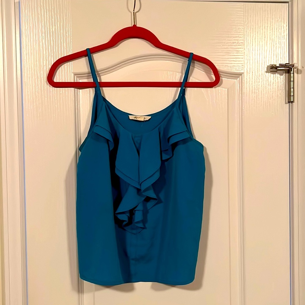 Teal ruffle cami tank Medium